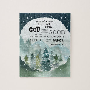 Puzzle Aquarelle Woods Romans 8:28 Verse de la Bible