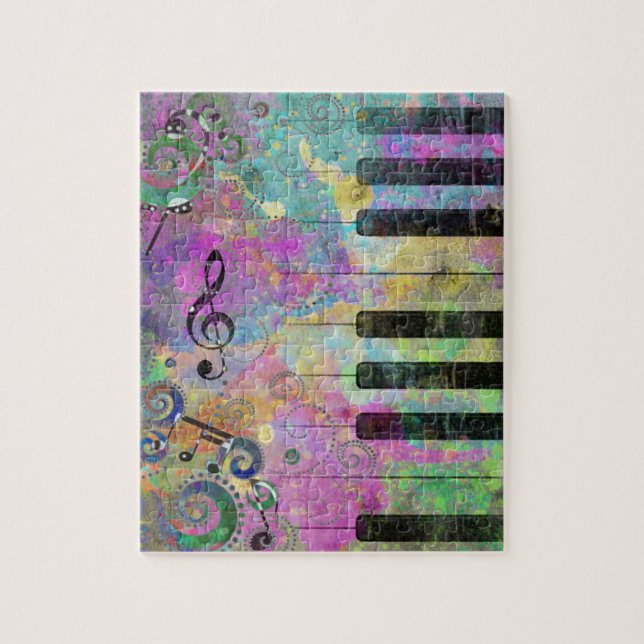 Puzzle Aquarelles cool Plaques Piano coloré (Vertical)