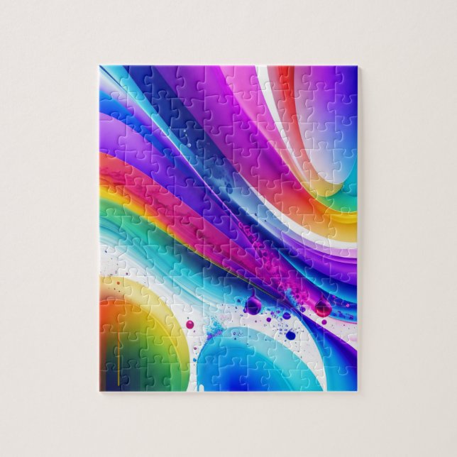 Puzzle Aquarelles Vagues Couleurs Fondantes Abstrait (Vertical)