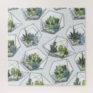 Puzzle Aquariums Succulents Aquarelle Motif sans couture