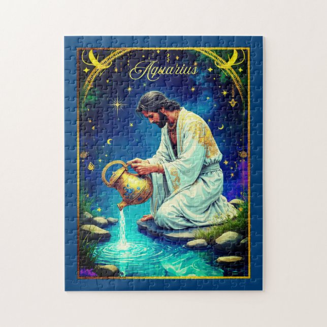 Puzzle Aquarius Zodiac Sign Under a Starry Sky (Vertical)