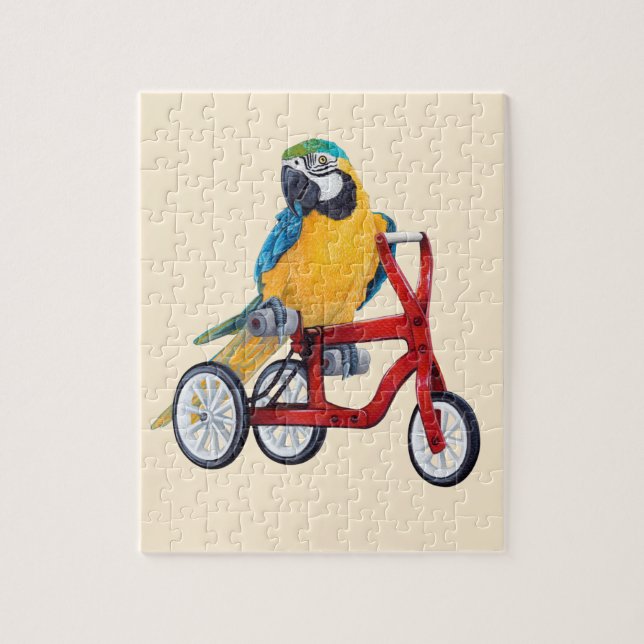 Puzzle Ara de perroquet sur le vélo de tricycle (Vertical)