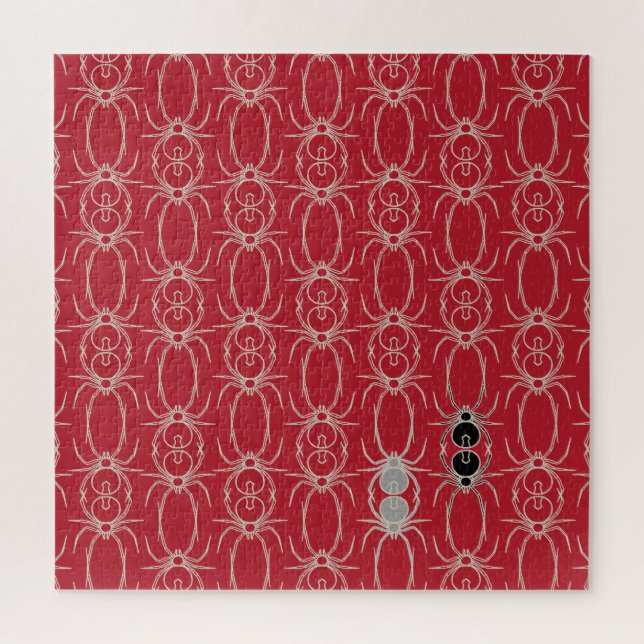 Puzzle Araignées - rouge sang et blanc os (Vertical)