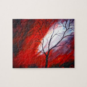 Puzzle Arbre Abstrait et ciel rouge
