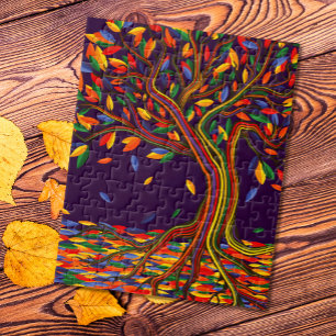 Puzzle Arbre arc-en-ciel Feuille coloré aux couleurs vive