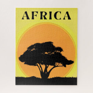 Puzzle Arbre d'acacia africain contre un coucher de solei