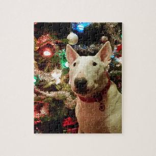 Puzzle arbre de cadeau de Noël de bull-terrier