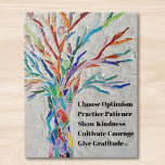 Puzzle Arbre de devis motivationnel<br><div class="desc">Puzzle d'arbre de motivation inspirant. Ce puzzle décoratif présente un arbre en mosaïque aux couleurs de l'arc-en-ciel et une citation inspirante. Parce que nous créons notre propre oeuvre,  vous ne trouverez pas cette image exacte d'autres designers. Mosaïque originale © Michele Davies. Citation originale © Michele Davies.</div>