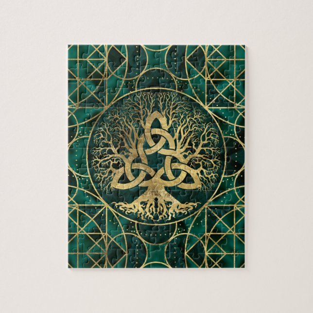 Puzzle Arbre de la vie avec de la malachite et l'or de (Vertical)