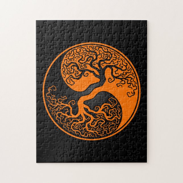 Puzzle Arbre de la vie orange et noir Yin Yang (Vertical)