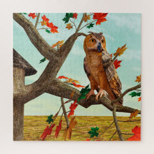 Puzzle Arbre de l'érable à chouette d'automne Art fauniqu