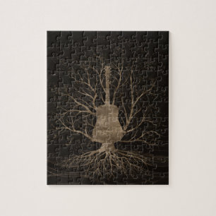 Puzzle Arbre de musique de guitare - or et bruns
