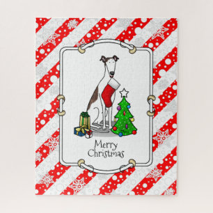 Puzzle Arbre de Noël 2 Greyhound (blanc broché) Chien Amu