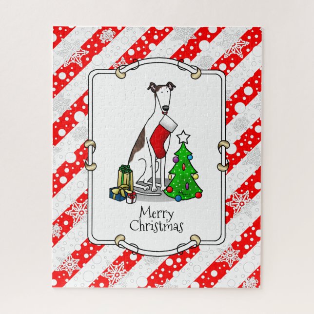 Puzzle Arbre de Noël 2 Greyhound (blanc broché) Chien Amu (Vertical)