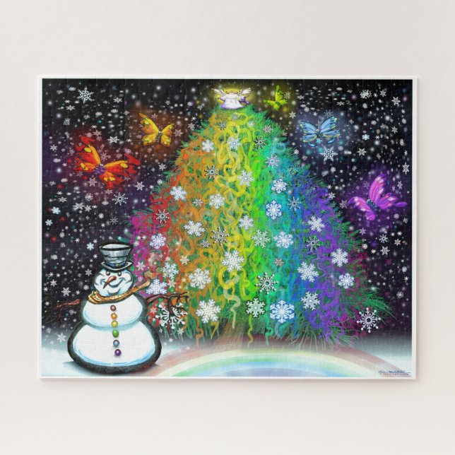 Puzzle Arbre de Noël Arc-en-ciel avec Trimmins (Horizontal)