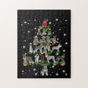 Puzzle Arbre De Noël Schnauzer Couvert De Flamme De Flam