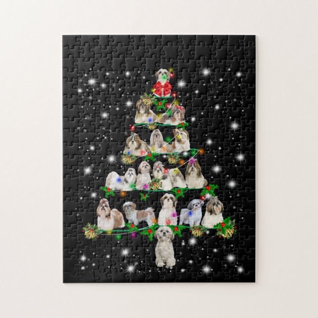 Puzzle Arbre De Noël Shih Tzu Couvert De Fashlight (Vertical)