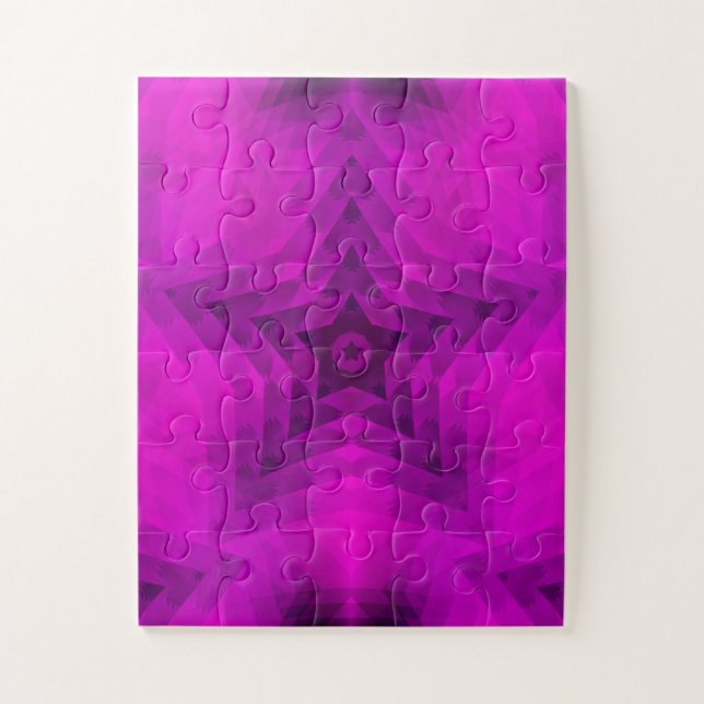 Puzzle Arbre de Noël Silhouette & Étoile violette Dégradé (Vertical)