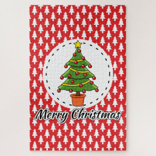 Puzzle Arbre de Noël sur le Motif des pins rouges - Joyeu