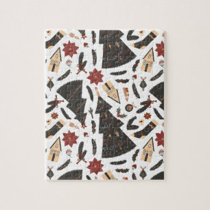 Puzzle Arbre de Noël Vintage Poinsettia