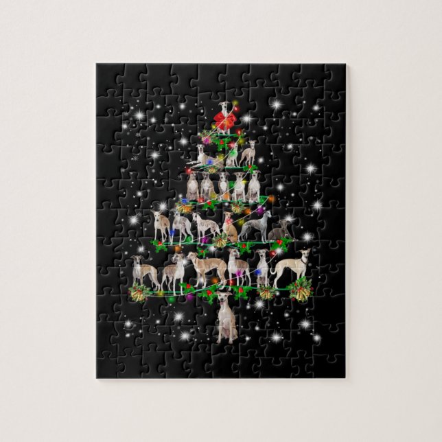 Puzzle Arbre De Noël Whippet Couvert De Lampe De Feu (Vertical)