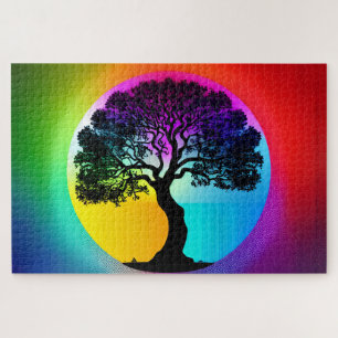 Puzzle Arbre de vie au milieu du cercle arc-en-ciel
