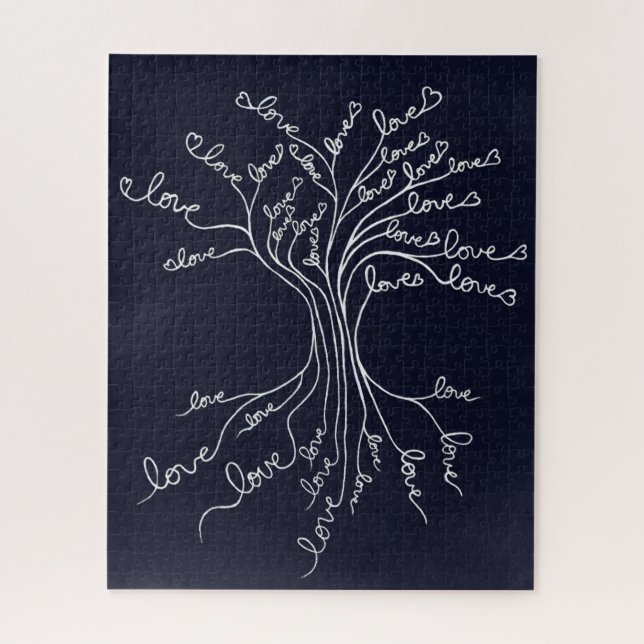 Puzzle Arbre de vie avec des coeurs significatif et diffi (Vertical)