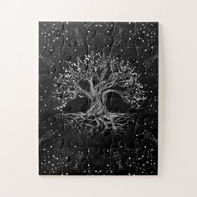 Puzzle Arbre de vie Dessin noir et blanc (Vertical)