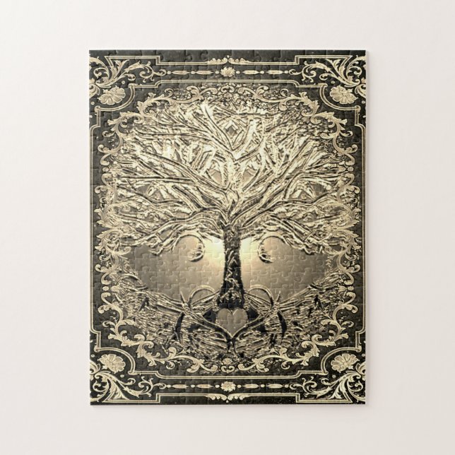 Puzzle Arbre de vie ornemental d'or (Vertical)