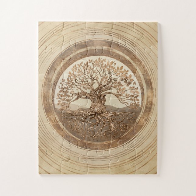 Puzzle Arbre de vie - Yggdrasil Pastel Gold (Vertical)