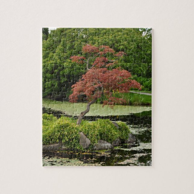 Puzzle Arbre d'érable japonais et étang de jardin (Vertical)