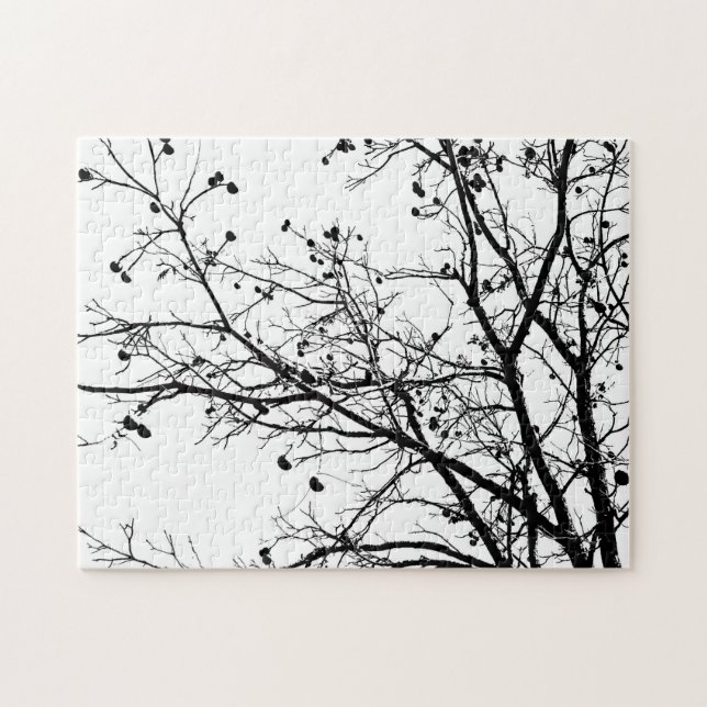 Puzzle Arbre d'hiver noir et blanc (Horizontal)