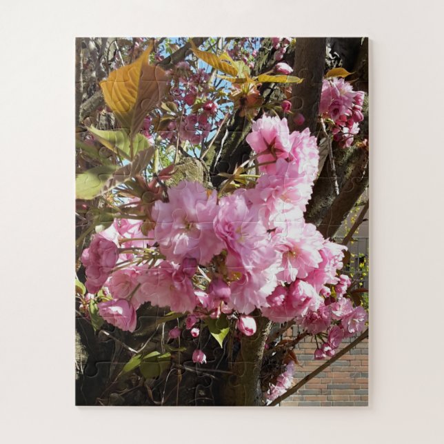 Puzzle Arbre en fleurs rose cerise sauvage (Vertical)