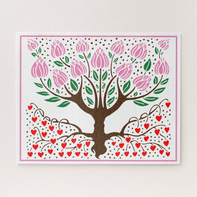 Puzzle Arbre Fleurissant aux Racines en Forme de Cœur de  (Horizontal)