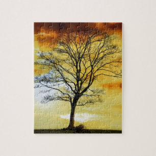 Puzzle Arbre magnifique, coucher de soleil paysage de la