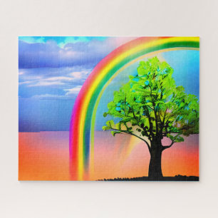 Puzzle Arbre vert sous arc-en-ciel