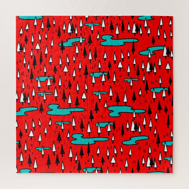 Puzzle Arbres à main levée : motif de Noël scandinave. (Vertical)