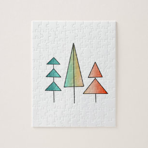 Puzzle arbres arc-en-ciel modernes du milieu du siècle ro