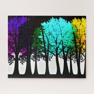 Puzzle Arbres colorés artistiques dans les Silhouettes no
