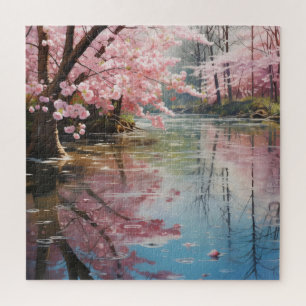 Puzzle Arbres florissants du printemps fluvial