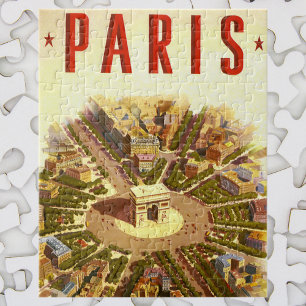 Puzzle Arc de Triomphe vintage, Paris, France Art de voya