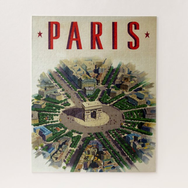 Puzzle Arc de Triomphe vintage Paris Illustration (Vertical)