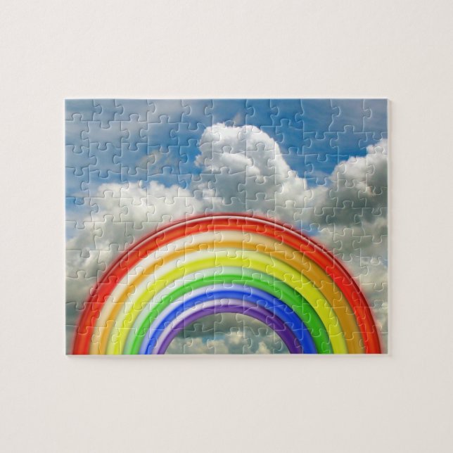 Puzzle - Arc-en-ciel 3D contre ciel nuageux (Horizontal)