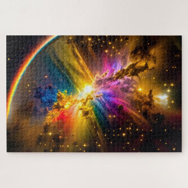 Puzzle Arc-en-ciel cosmique sur Indigo Nuage Storm Image  (Horizontal)