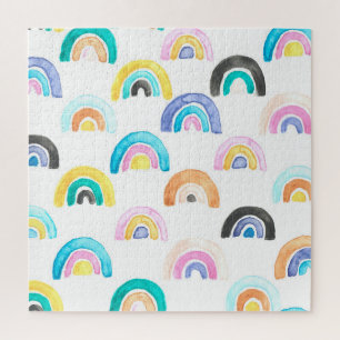Puzzle Arc-en-ciel enfant, Motif pour enfants aquarelle.