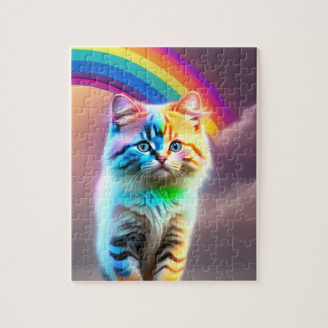 Puzzle Arc-en-ciel Et Douce Petite Chatte (Vertical)