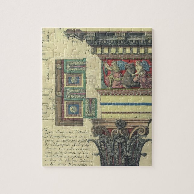 Puzzle Architecture Ancienne, Colonne avec Moulure de Cor (Vertical)
