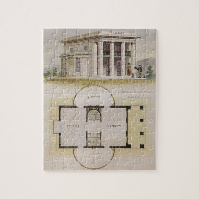 Puzzle Architecture vintage, plan d'étage et villa grecqu (Vertical)