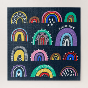 Puzzle Arcs en arc-en-ciel dans un style foncé, dessiné à