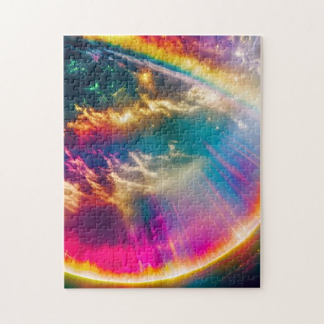 Puzzle Arcs-en-ciel brillent à travers les nuages dans le (Vertical)